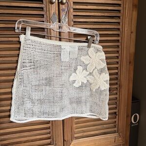 Crochet knit mini skirt cover up